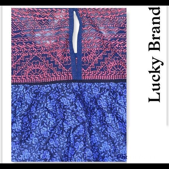 LUCKY BRAND - purple paisley blouse with wide sleeves and keyhole back - Picture 5 of 6